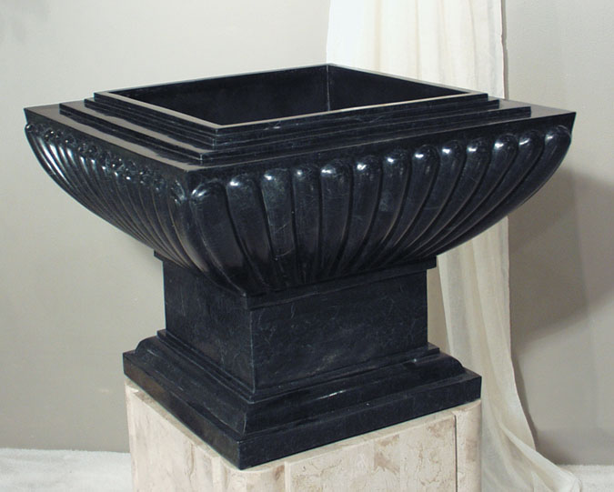 57-0356 - Caesar Planter, Square, Black Stone