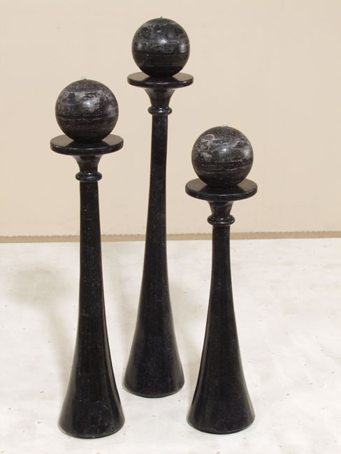 57-0446 - Tower Candleholder, Small, Black Stone