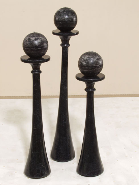 57-0448 - Tower Candleholder, Large, Black Stone