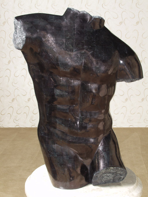 57-0502-ND - Male Body Sculpture - Smooth Black Stone-ND