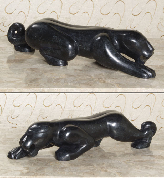 57-0538 - Black Panther with Head Facing Front, Black Stone