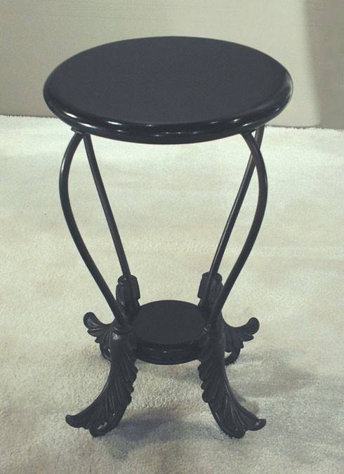 57-1471 - South Seas Side Table, Black Stone (with Bull Nose Round Top & Flared Leaf Legs)