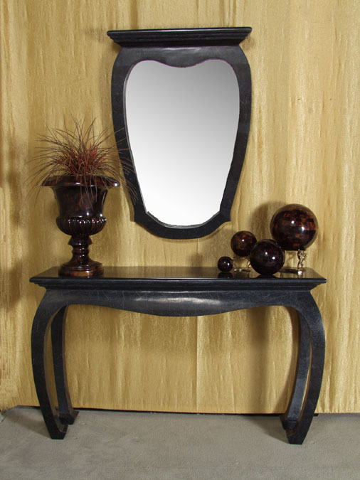 57-1624 - Chow Mirror Frame, Black Stone