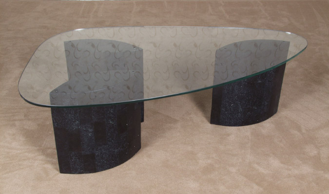 57-7502 - Avalon Cocktail Table (3-Piece Base w/ Triangle Glass), Black Stone
