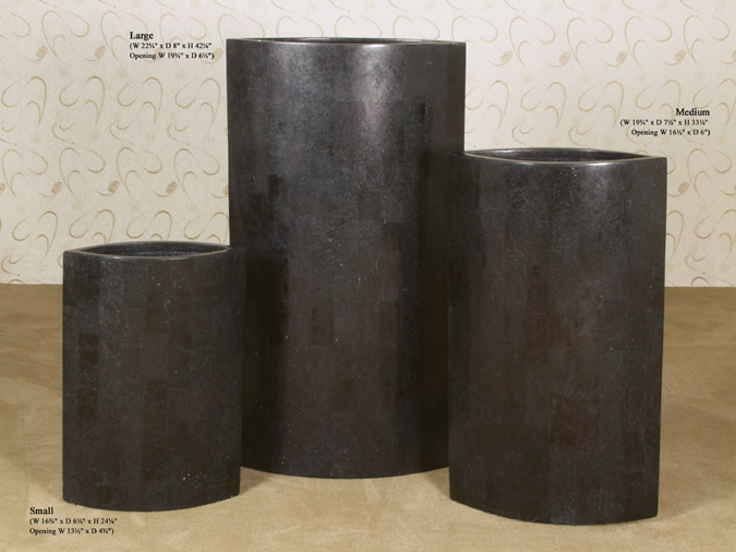 57-7509 - Avalon Floor Vase, Medium, Black Stone