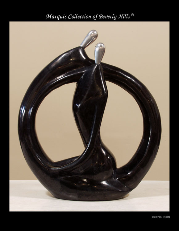 572-10015 - Endless Love Sculpture, Short, Black Stone with Stainless Finish