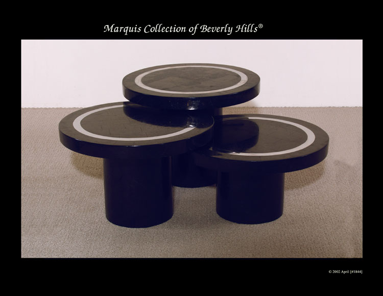 57C-1250 - Mushroom Tables, Round, Black Stone with Stainless Steel (Sold in Set of 3)