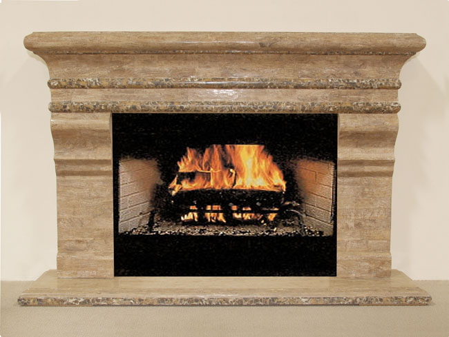 581-7810A - Chateau Fireplace Surround - Mantel & Hearth, Woodstone with Snakeskin Stone