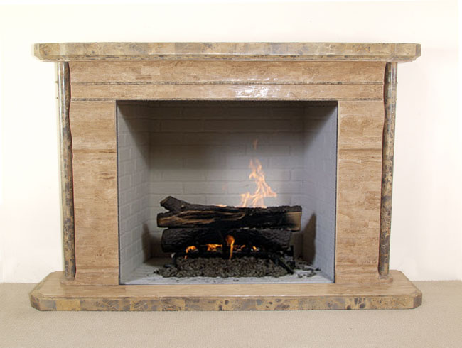 581-2809 - Imperial Fireplace Surround - Mantel & Hearth, Woodstone with Snakeskin Stone