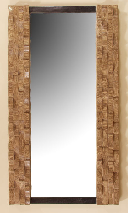 583-5608 - Tides Mirror Frame, Woodstone with Black Stone