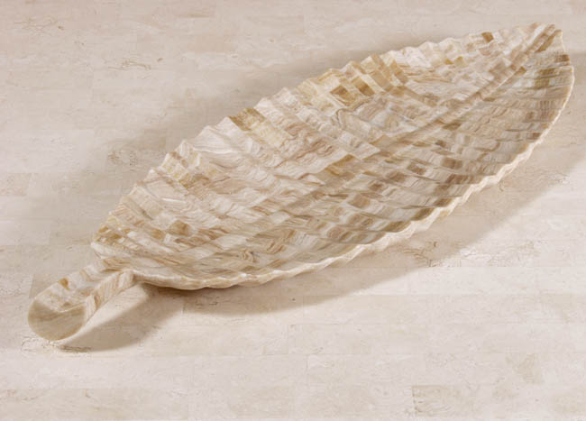 588-4215 - Banana Shaped Leaf Plate, Crystal Woodstone