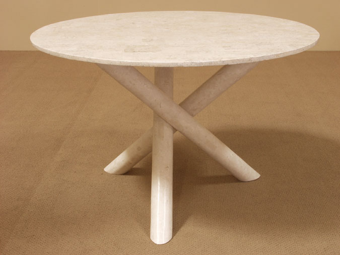 591-7905 - Urban Round Dining Table, Light Grey Agate Stone with White Ivory Stone