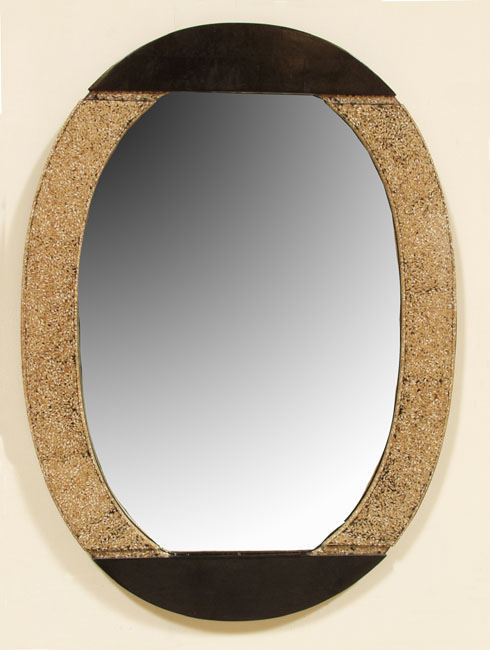 601-0556 - Chloe Oval Mirror Frame, Rice Seeds with Black Stone Finish