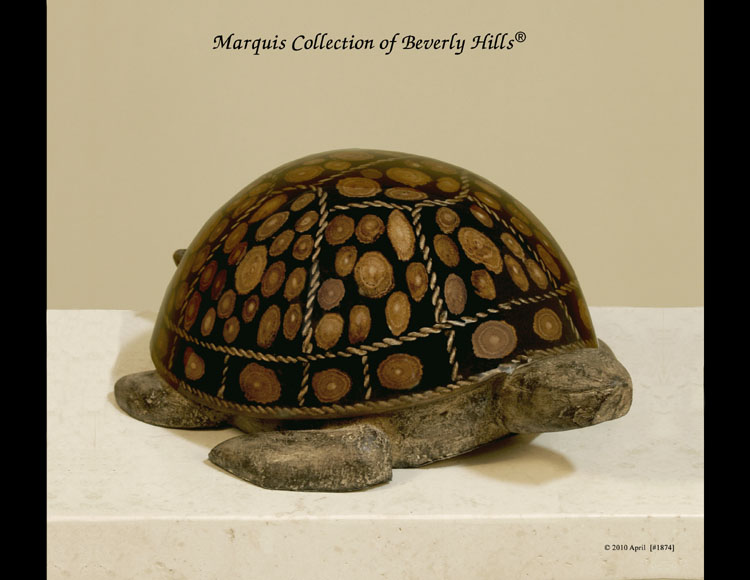 603-0536 - Turtle Sculpture, Large, Rope with Mangrove Slice Finish