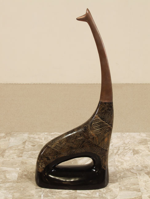 605-9536 - Giraffe Sculpture, Coconut Strips with Bronze Finish