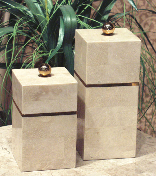 64-0129 - Brandys Box, Tall, Beige Fossil Stone (formerly #6429)