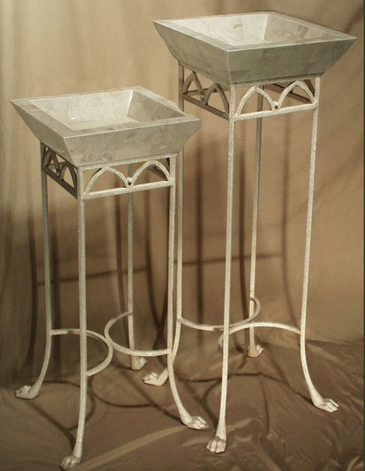 64-020-CHP - 36 In. High Crown Pedestal with Iron  Beige Fossil Stone