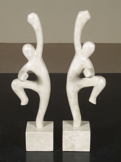 64-0508R - Dancer Sculpture - RIGHT, Beige Fossil Stone Top & Base
