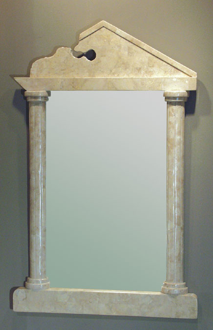 64-0562 - Greek Ruins Mirror Frame, Beige Fossil Stone, Rough-Smooth (Mirror Included)