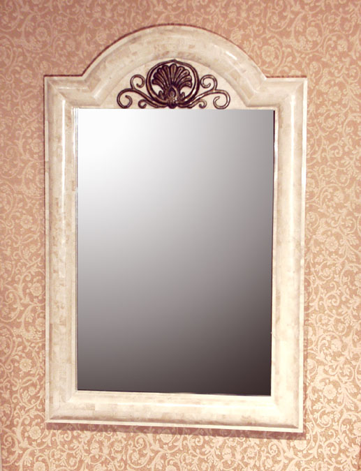 64-0564 - Marly Mirror Frame, Beige Fossil Stone