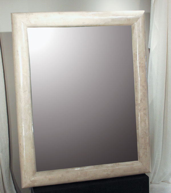 64-0575 - Large Rectangular Domed Mirror Frames, Beige Fossil Stone (mirror included)