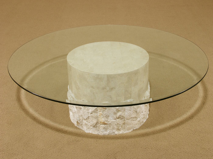 64-0840 - Round Cocktail Table Base, Beige Fossil, Rough and Smooth