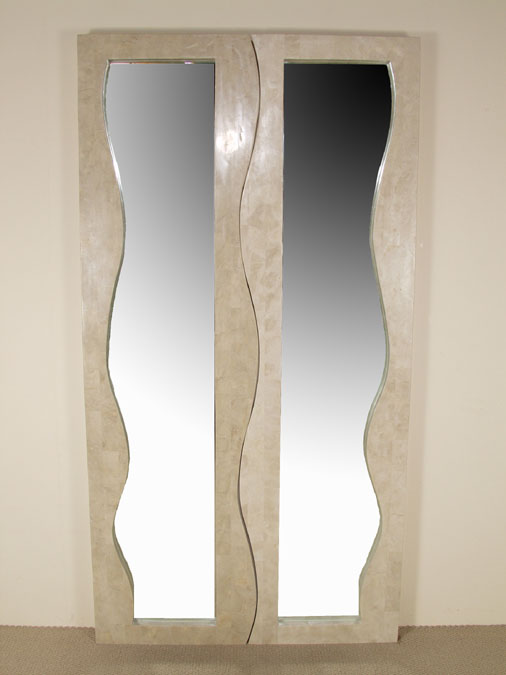 64-2180 - Hampton Twin Mirror Frame, Beige Fossil stone