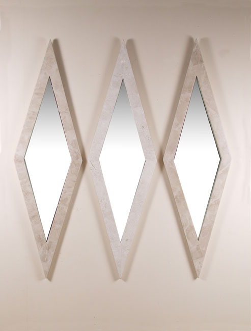 64-2641 - Diamond Mirror Frame, Beige Fossil Stone