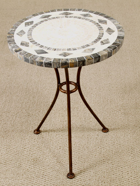 658-8708 - Mirage Round Accent Table, 20 In High, Tiger Eye Stone/Yellow Agate Stone