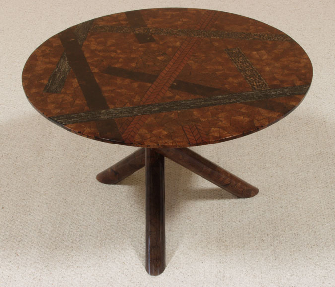 664-7905 - Urban Round Dining Table, Cracked Brown Coco/Barley Vine/Mahogany Husk Finish