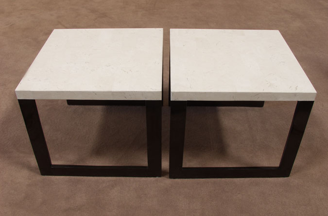 673-5272A - Squares Cocktail Table, White Agate Stone/Trocca Shell/Black Stone Finish - 1 of 2