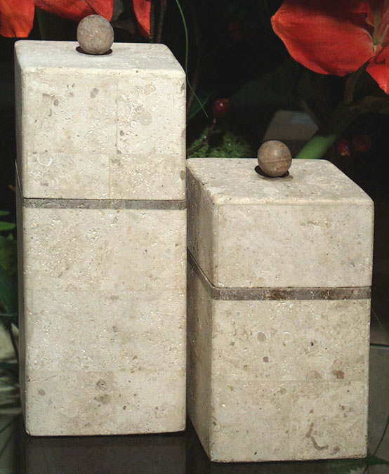 68-0128 - Brandys Box, Short, Mactan Stone w/ Wood Stone Trim (formerly #6828)