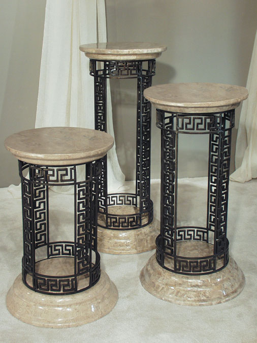 7-16-0-24-29 - 29 In. Greek Iron Pedestal, Cantor Stone