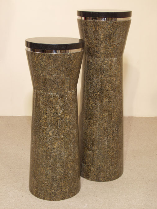 7-361-0-45-42 - 42 In. High 'Bora Bora' Pedestal, Round, Gold Stone/Black Stone/Stainless Finish