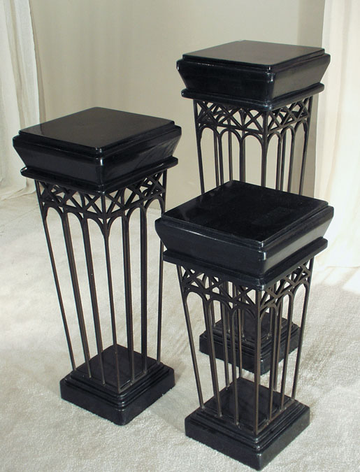 7-57-4-20-36 - 36 In. Square Tapered Stone Iron Pedestal Black Stone