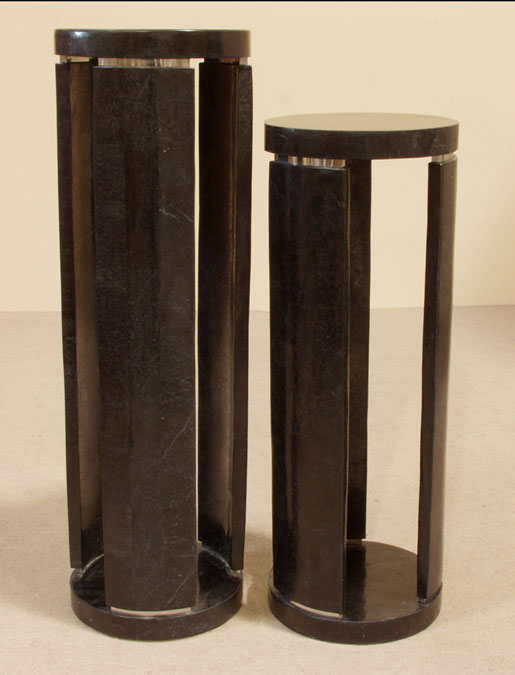 7-572-0-48-36 - 36 In. High Ultra Slim Pedestal, Round, Black Stone with Stainless Finish