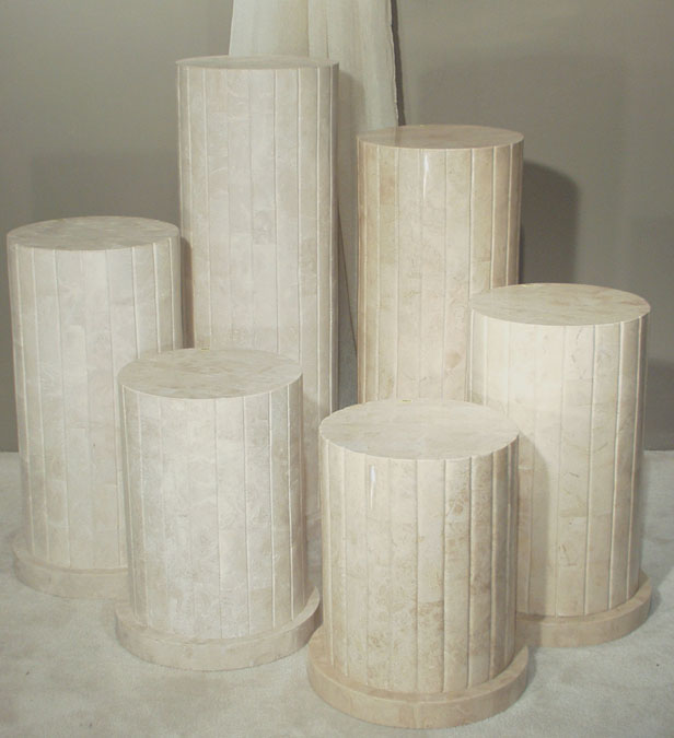 7-64-0-30-P42 - 42 In. High Round, Fluted Pedestals, Beige Fossil (Polished)