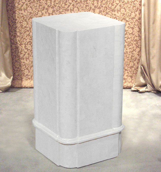 7-71-4-52-15-36 - 36 In. Rockwood, Rounded Edged Pedestal, White Ivory Stone- 15   Top