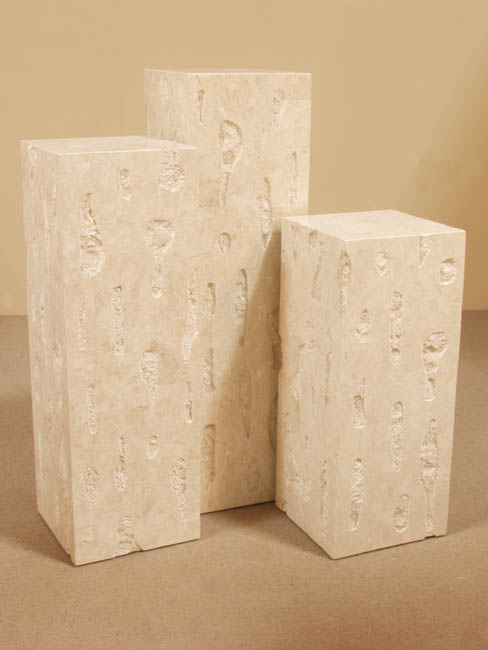 7-71-4-70-42 - 42 In. High Distress Pedestal, Rough/Smooth, White Ivory Stone