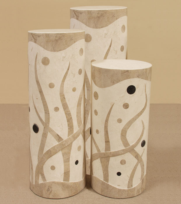 7-76-0-4810-29 - 29 In. High Round Under the Sea Pedestal, Cantor Stone/Black Stone/White Ivory Stone