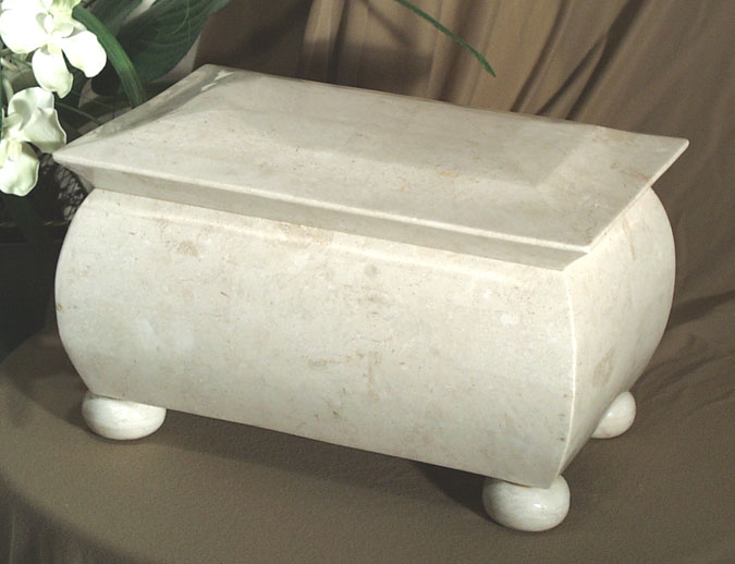 71-0113 - Regency III-Large Tea Caddy (Hinged)  White Ivory Stone