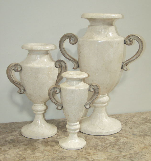 71-0317 - Murano Vase, Med, White Ivory Stone
