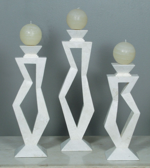 71-0426 - Pose Candleholder, Small, White Ivory Stone