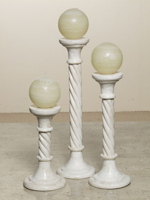 71-0451 - Twisted Rope Candleholder, Small, White Ivory Stone
