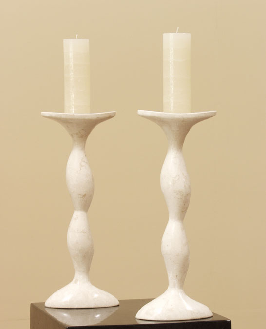 71-0464 - Sway Candleholder, White Ivory Stone (Set of 2)