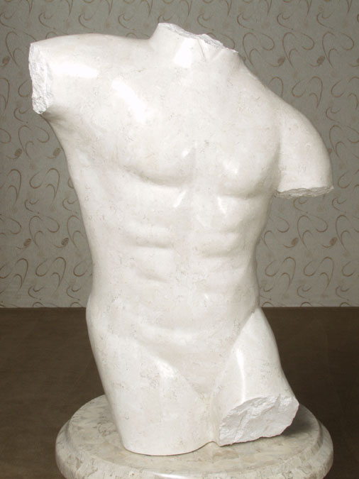 71-0502 - Male Body Sculpture White Ivory Stone Smooth