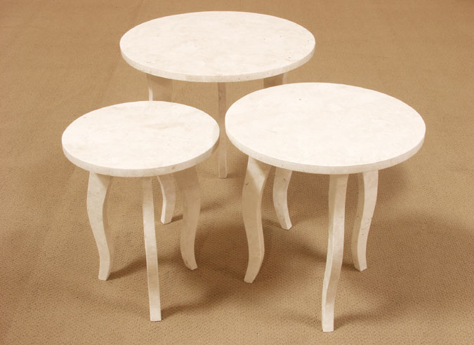 71-1449 - Diore Nesting Table, Medium, White Ivory Stone