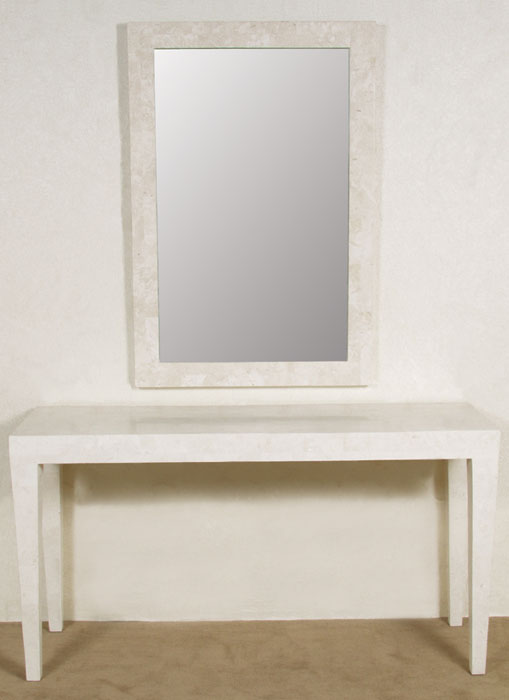 71-1454 - Cube Console Table, White Ivory Stone