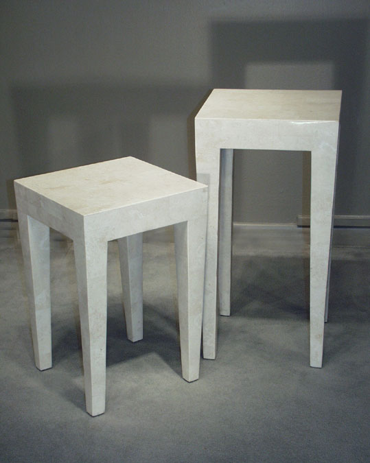 71-1453 - 27 In. High Cube Table, White Ivory Stone