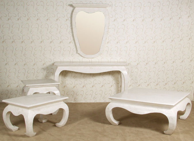 71-1620 - Chow Square Cocktail Table, White Ivory Stone